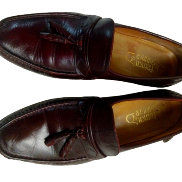 French Shriner Men's Size 9M Tassel Loafers Brown Leather - Picture 3 of 15